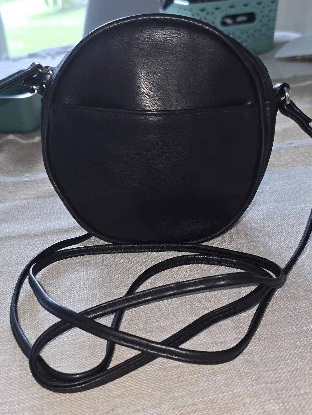 Purse Lot Of 2 Small Handbags Black Woven, Black Faux Leather Crossbody Bag